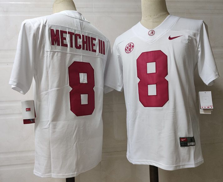 Men Alabama Crimson Tide #8 Metchie iii White 2024 Nike Vapor NCAA Jersey->ncaa teams->NCAA Jersey